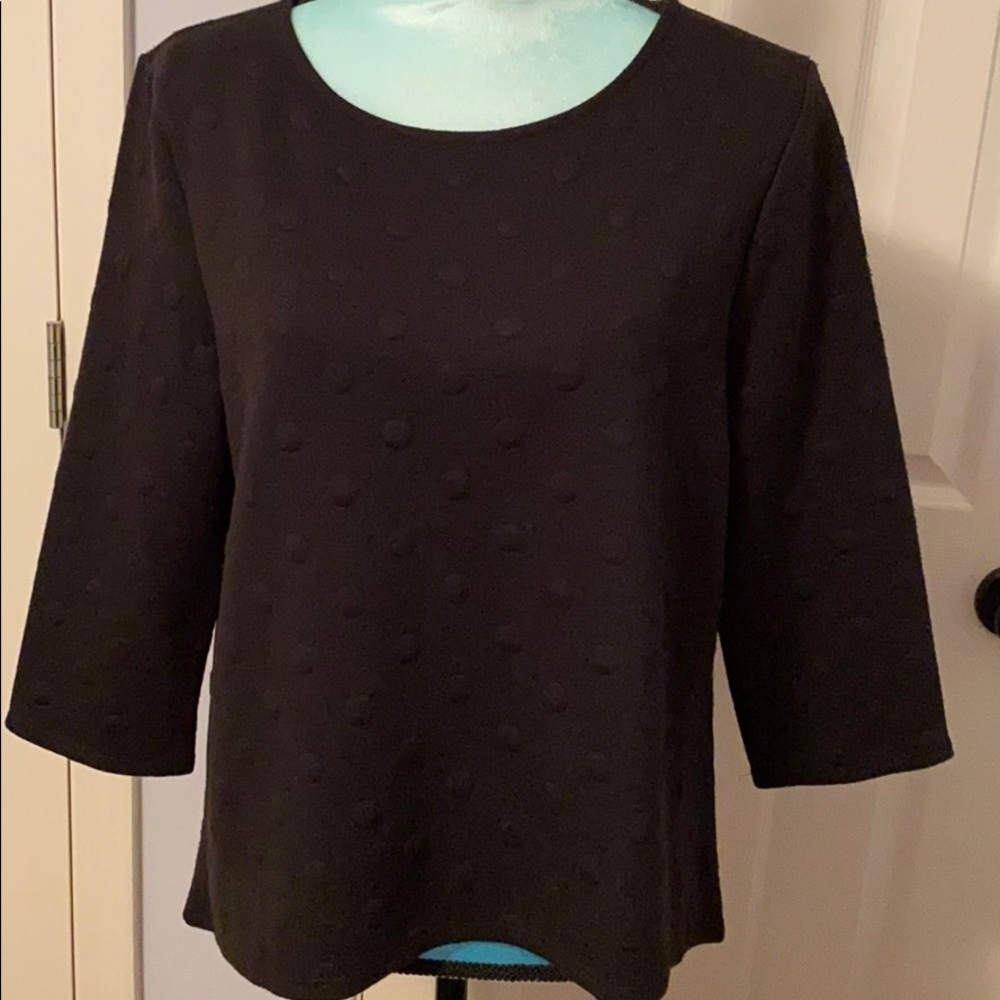 NWT W5 black textured polka dot top